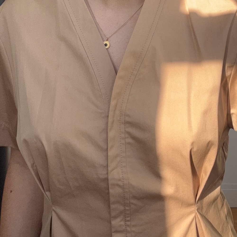 Tan V-Neck Blouse